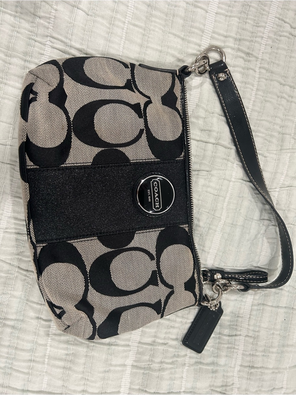 Coach Black Interior Wristlet with Silver Zipper - Picture 1 of 4